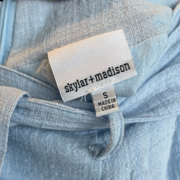 Pastel Blue Linen Mid-Length Skylar + Madison Pants - S - Picture 6 of 7